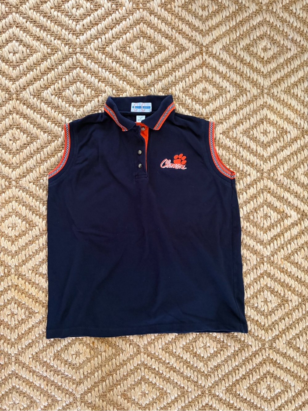 Vintage Navy Sleeveless Clemson Polo Tank